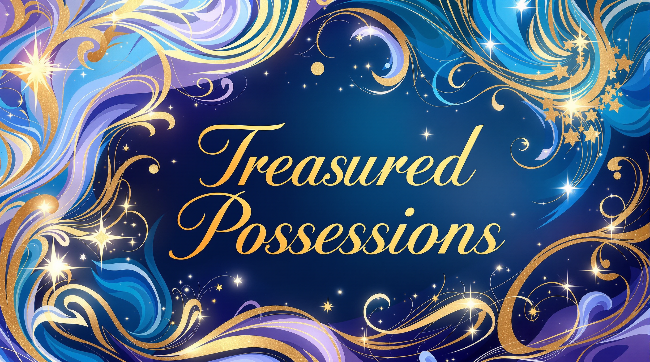 Treasured Possessions - Beautiful celestial design with golden swirls and stars